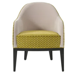 Poltrona in legno di faggio gialla e beige