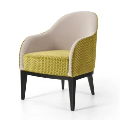 Poltrona in legno di faggio gialla e beige