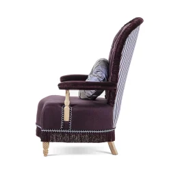 Poltrona in lino e velluto viola