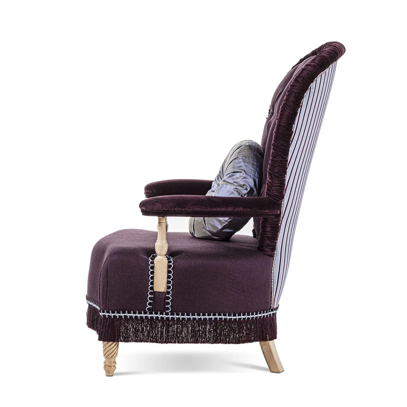 Poltrona in lino e velluto viola