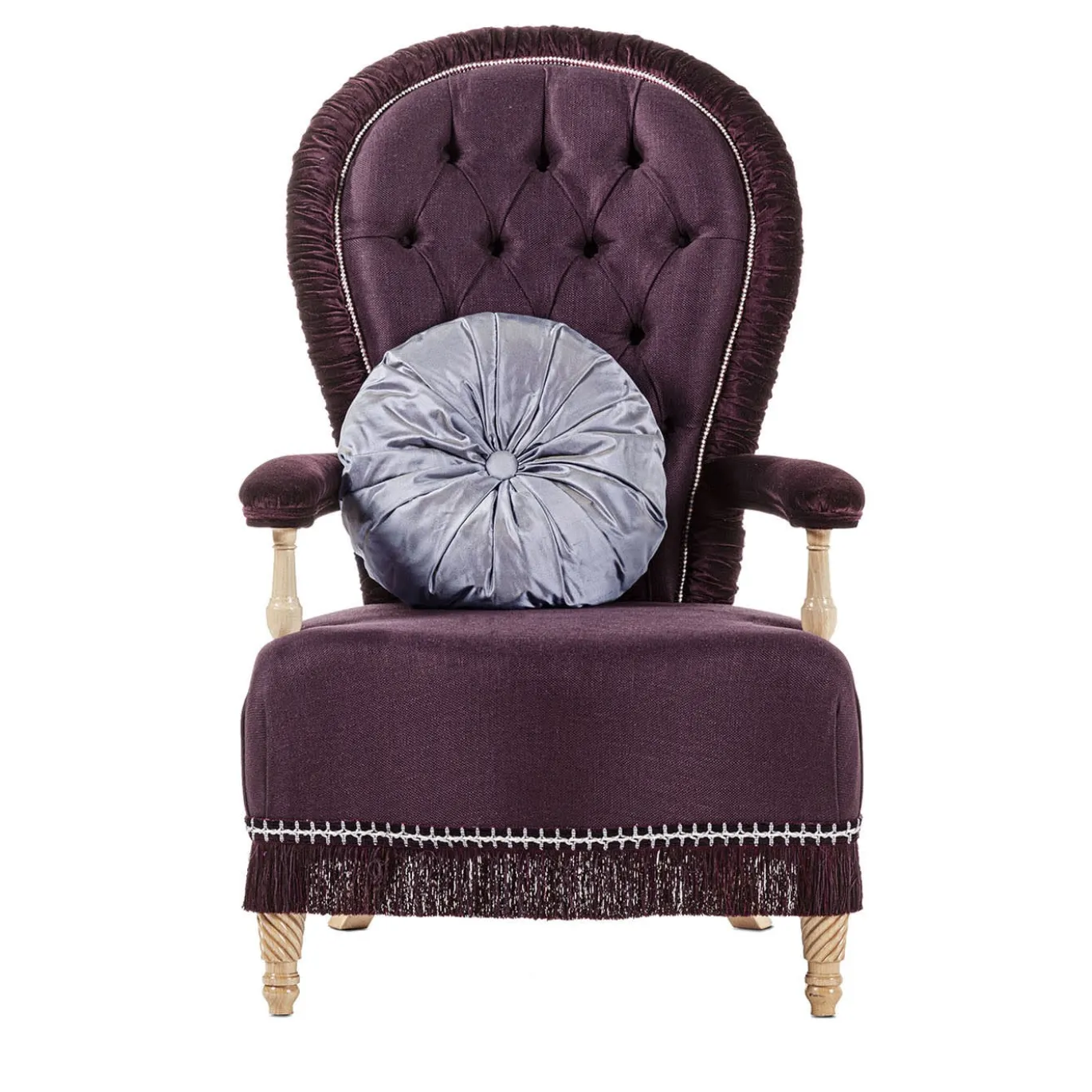 Poltrona in lino e velluto viola