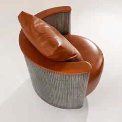 Poltrona in pelle arancione Amelie
