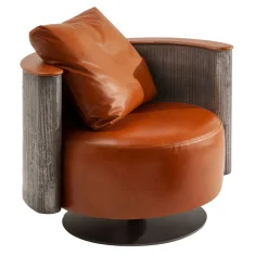 Poltrona in pelle arancione Amelie