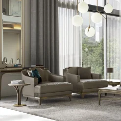 Poltrona in pelle beige