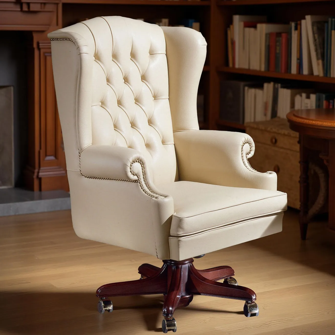 Poltrona in pelle crema