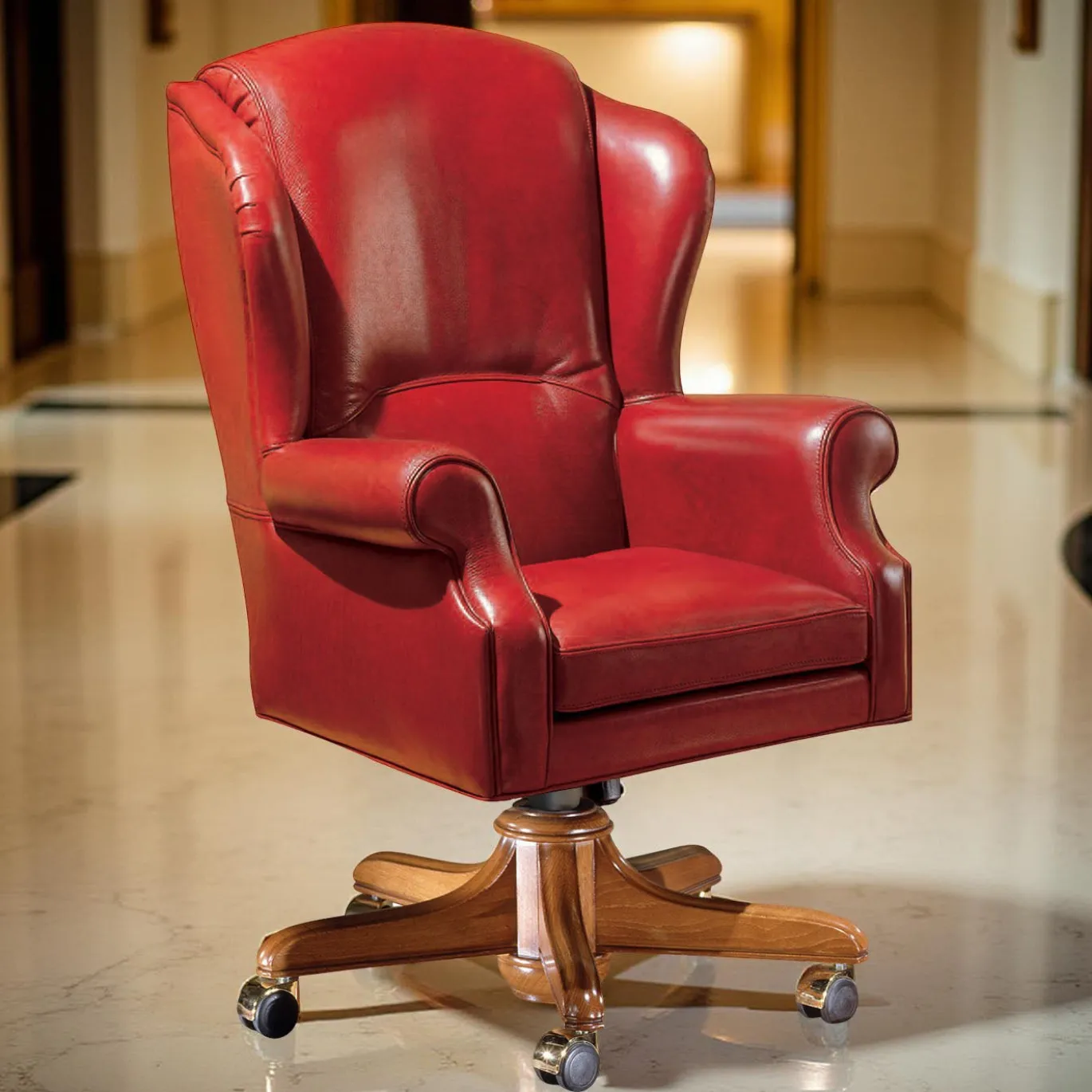 Poltrona in pelle rosso intenso