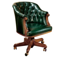 Poltrona in pelle verde scuro