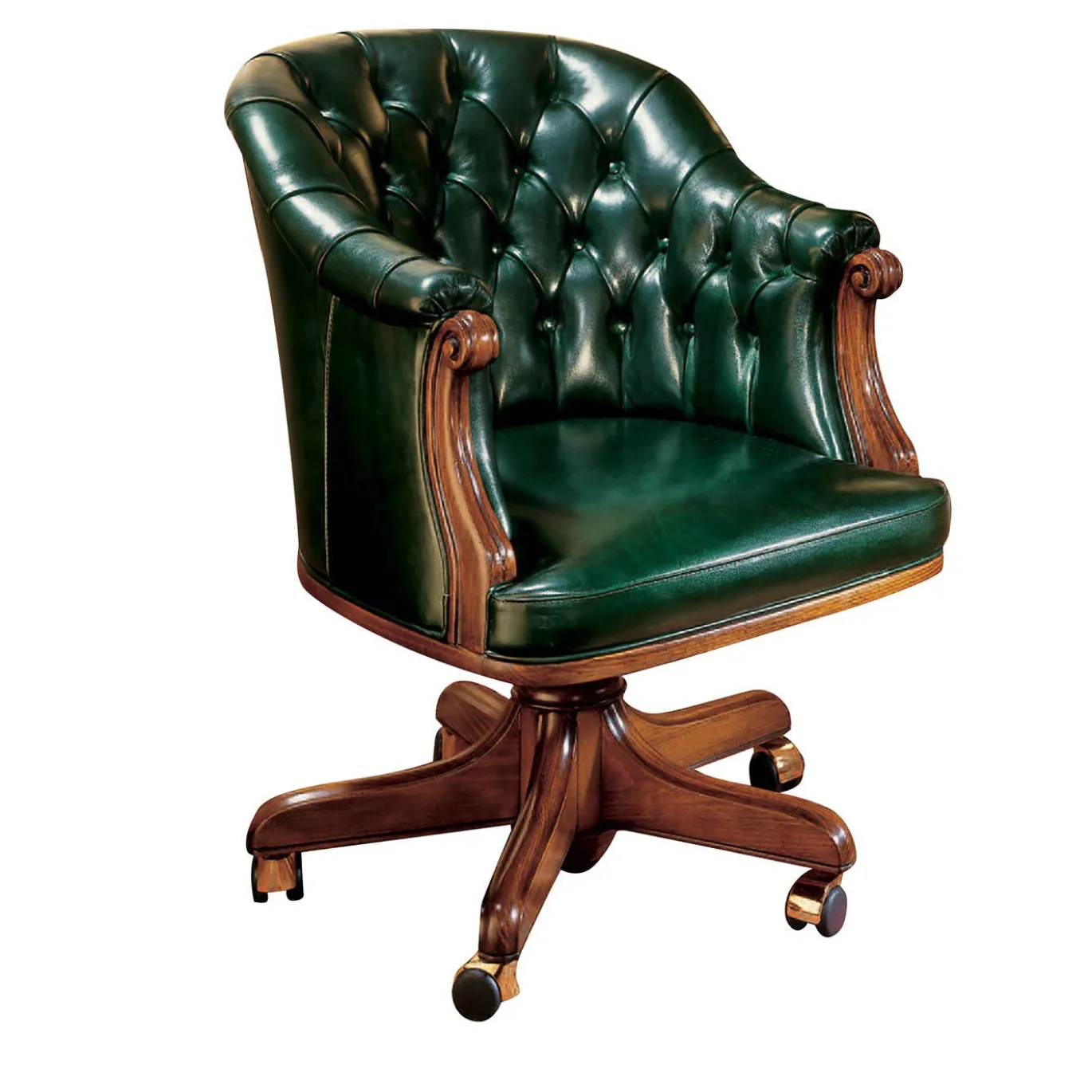 Poltrona in pelle verde scuro