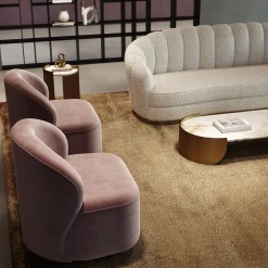Poltrona in velluto rosa Matisse con base dorata