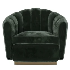 Poltrona in Velluto Verde Nest con Base in Bronzo