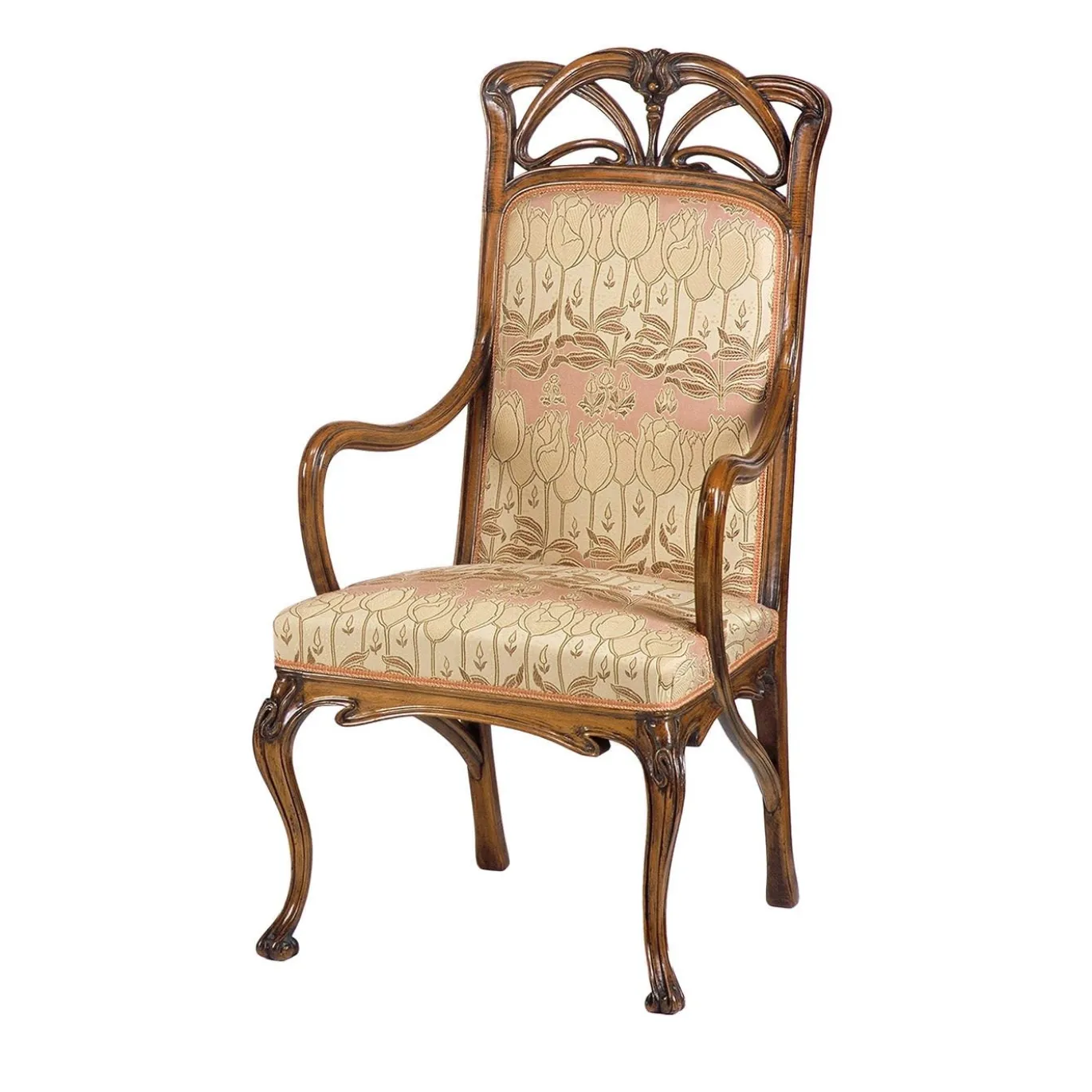 Poltrona Liberty francese con tulipani rosa