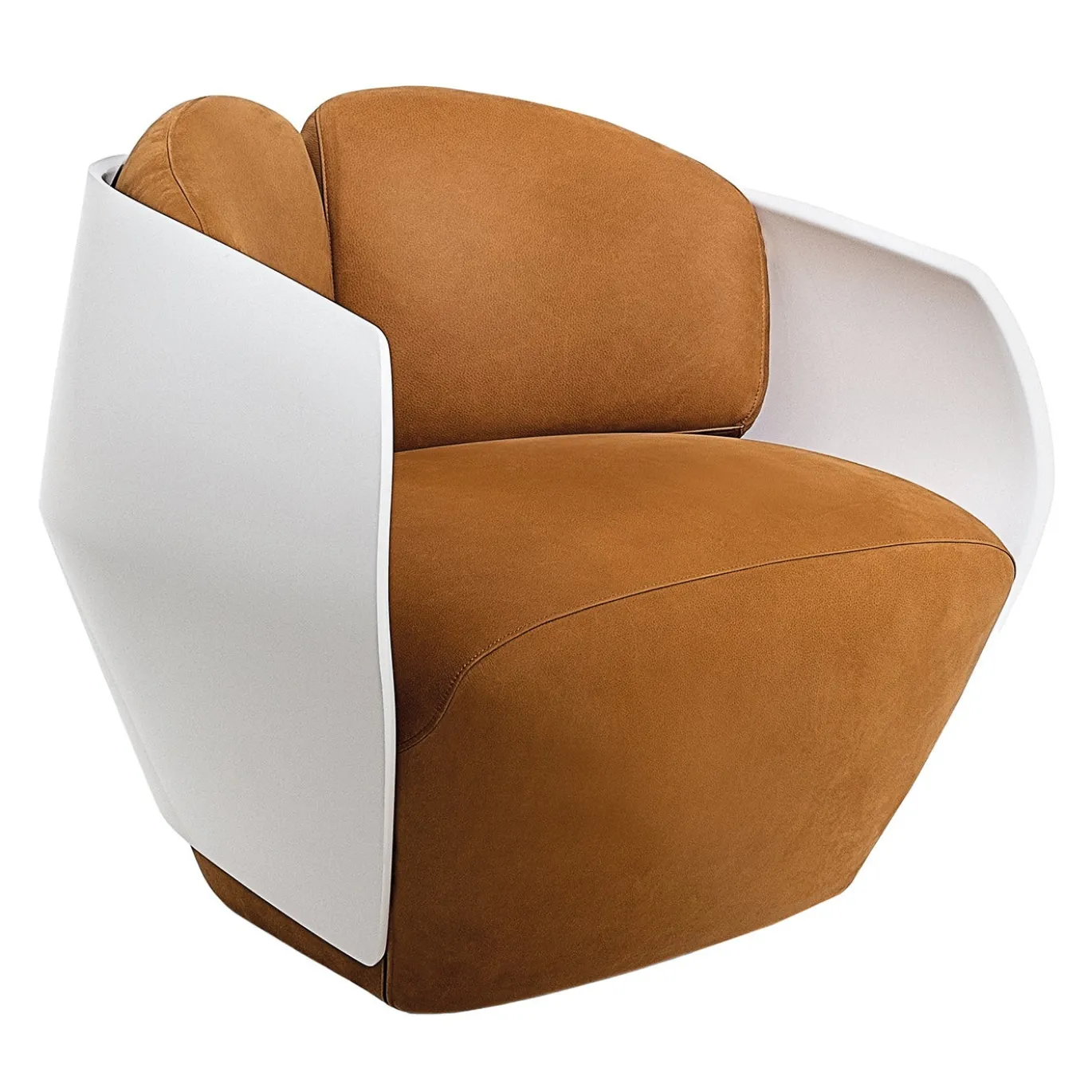 Poltrona Lorelei in pelle nubuck arancione