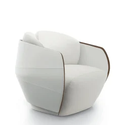 Poltrona Lorelei in tessuto bianco e pelle