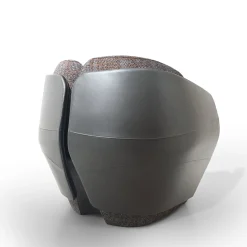 Poltrona Lorelei in tessuto e pelle grigio