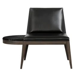 Poltrona lounge con tavolino laterale in legno di frassino nero della Costa Ovest con marmo Vanilla Noir