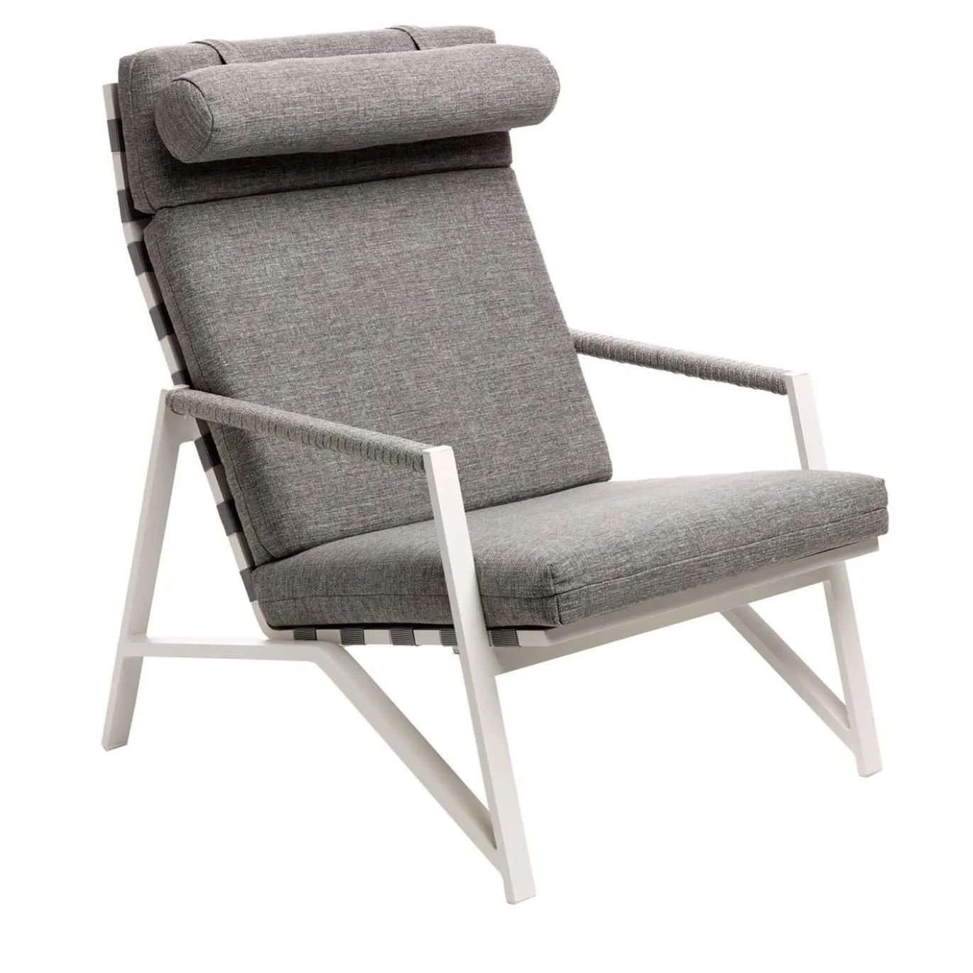 Poltrona lounge Cottage grigia con struttura bianca