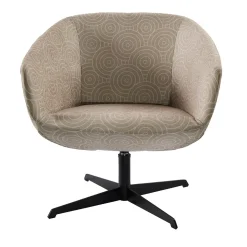 Poltrona lounge girevole Minerva Beige con motivo geometrico