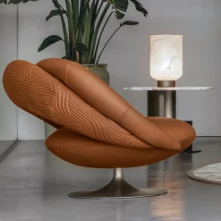 Poltrona Lounge Grande Chantal in Pelle Arancione