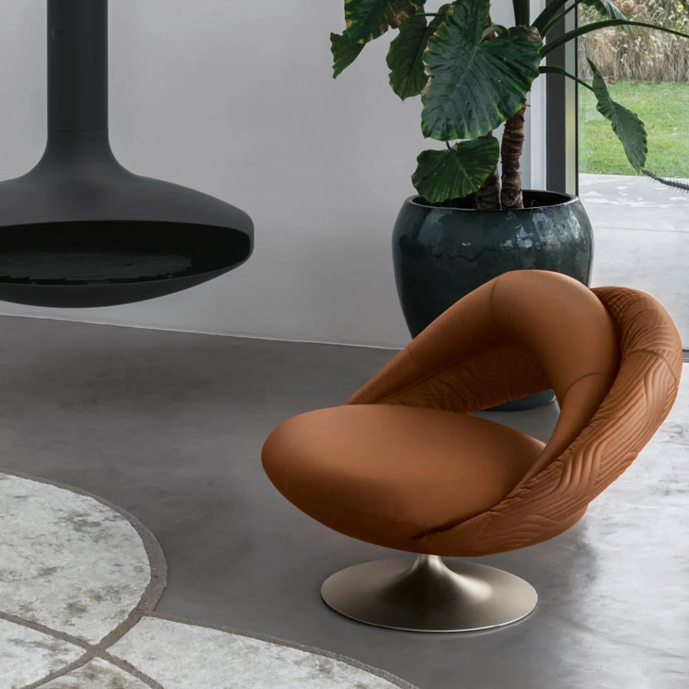Poltrona Lounge Grande Chantal in Pelle Arancione
