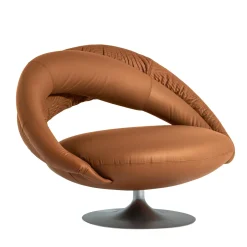 Poltrona Lounge Grande Chantal in Pelle Arancione