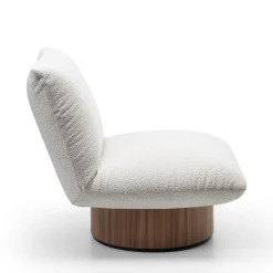 Poltrona lounge Hope White con base in noce Canaletto
