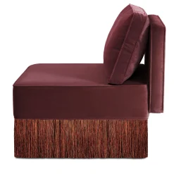 Poltrona Lounge Lilli Modular Bordeaux Con Frange Multicolore