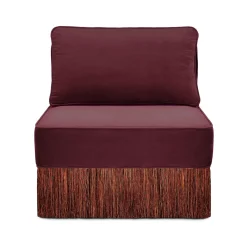 Poltrona Lounge Lilli Modular Bordeaux Con Frange Multicolore