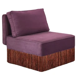 Poltrona Lounge Lilli Modulare in Aubergine con Frange Multicolori