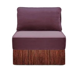 Poltrona Lounge Lilli Modulare in Aubergine con Frange Multicolori