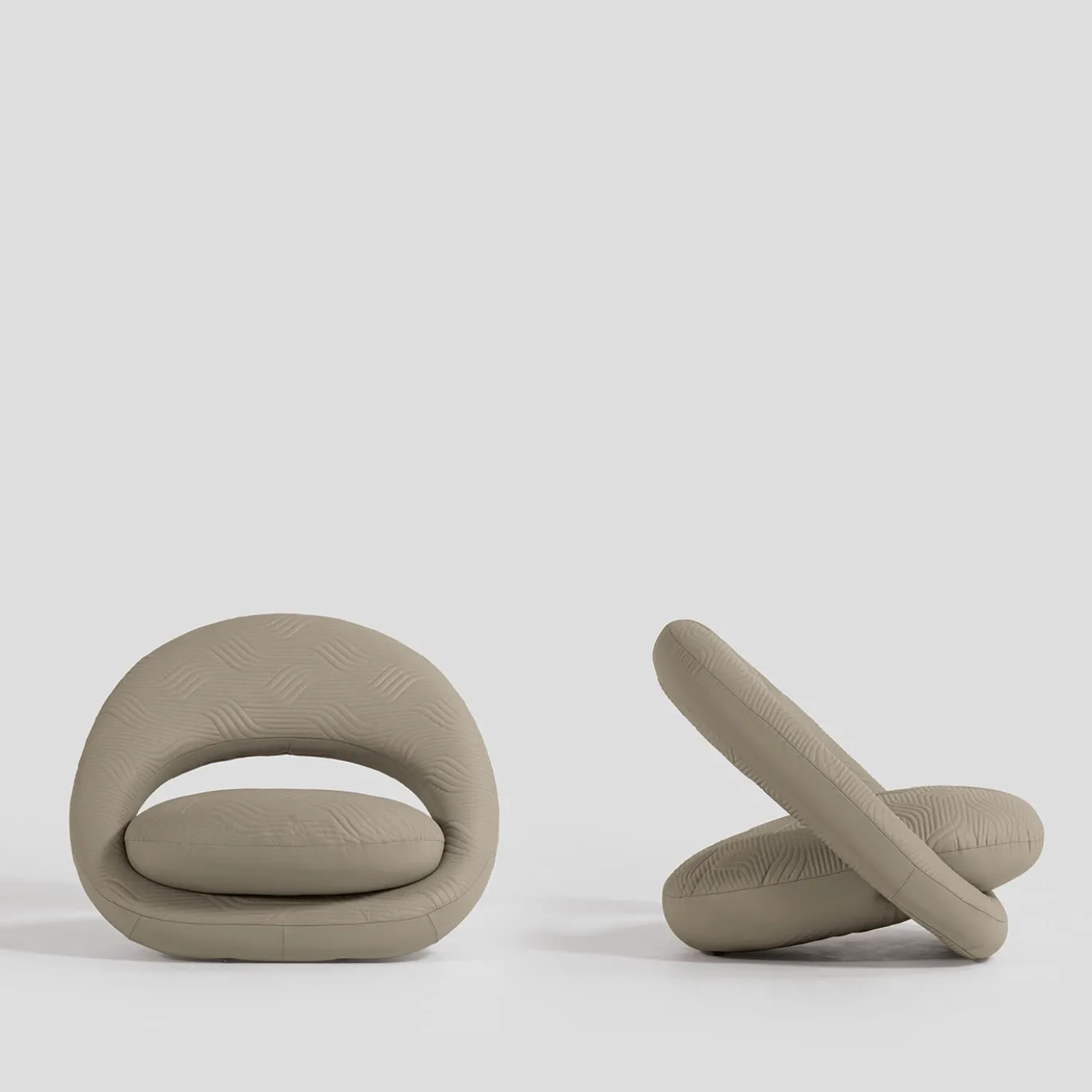 Poltrona Lounge Luxor in pelle trapuntata beige