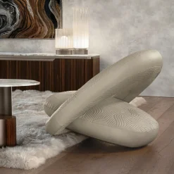 Poltrona Lounge Luxor in pelle trapuntata beige
