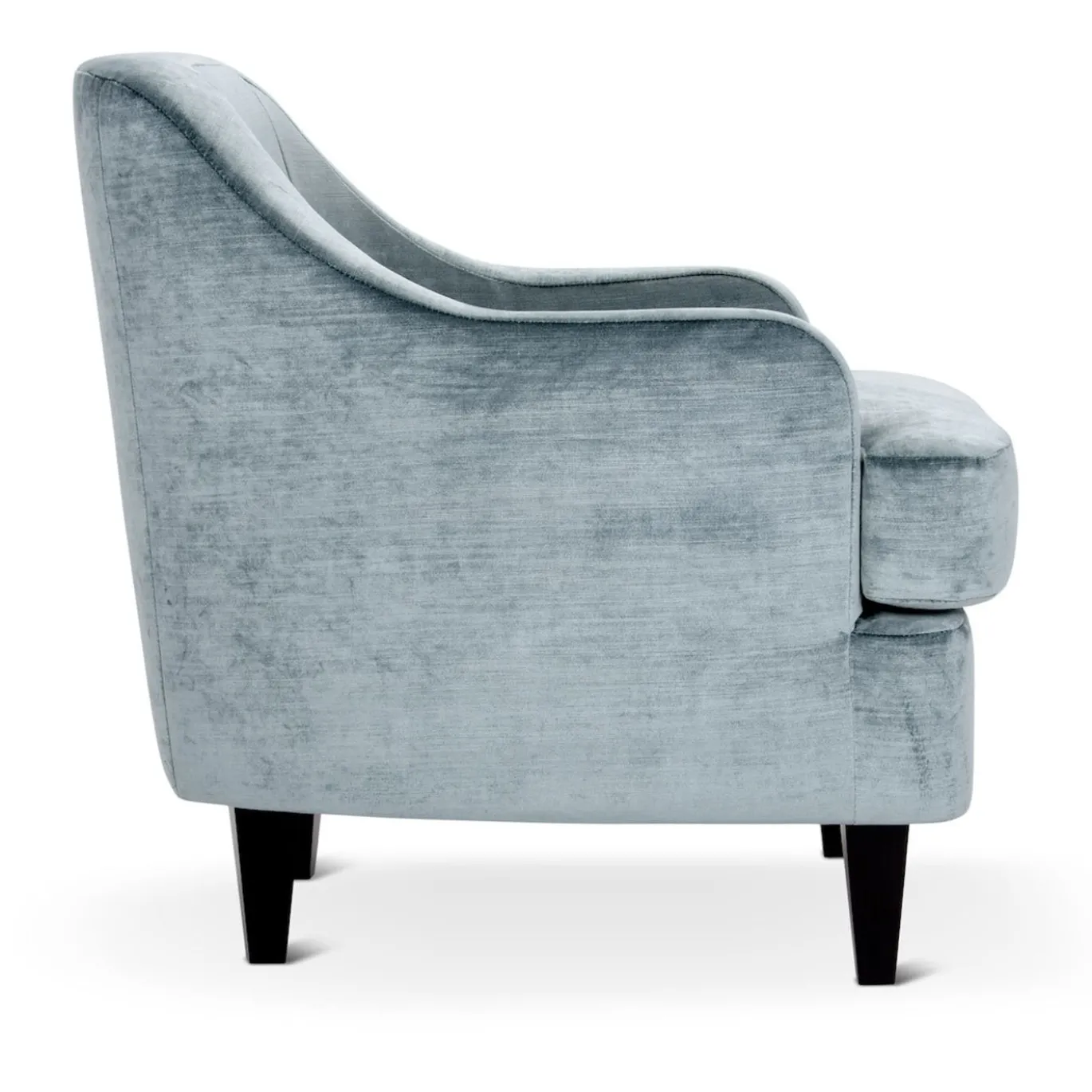 Poltrona Lounge Nor azzurra con gambe in legno