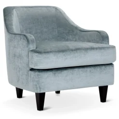 Poltrona Lounge Nor azzurra con gambe in legno