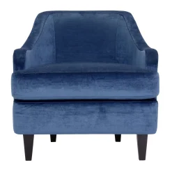 Poltrona Lounge Nor Blu con Gambe in Legno
