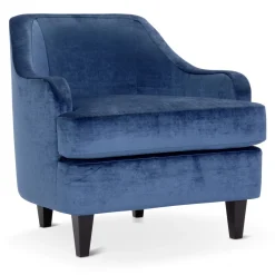 Poltrona Lounge Nor Blu con Gambe in Legno