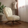 Poltrona Lounge Nuvola in Pelliccia Sintetica Bianca con Gambe Vintage