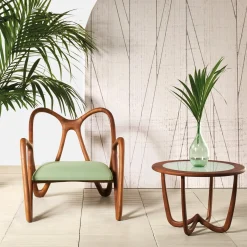 Poltrona lounge per esterni Nanto verde in legno