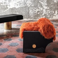 Poltrona Lounge Rive in cemento nero