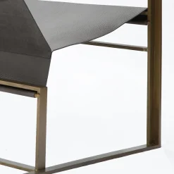 Poltrona lounge Strand in pelle e metallo galvanizzato
