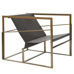 Poltrona lounge Strand in pelle e metallo galvanizzato
