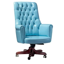 Poltrona Madison in pelle azzurra