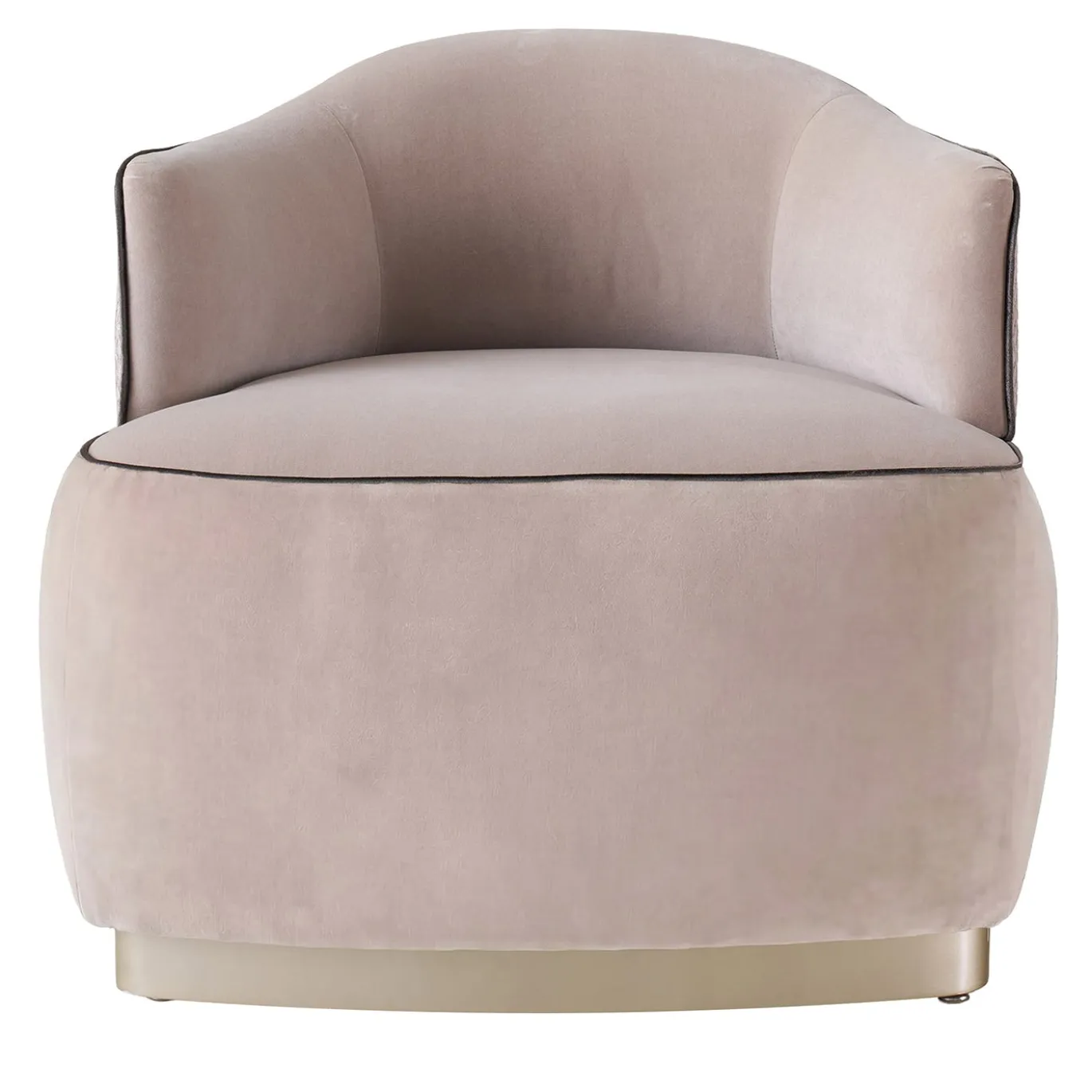 Poltrona Marceline in velluto con base in legno laccato metallico