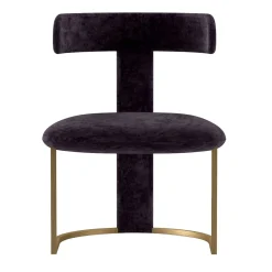 Poltrona moderna in velluto marrone T-Chair