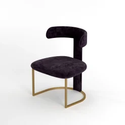 Poltrona moderna in velluto marrone T-Chair