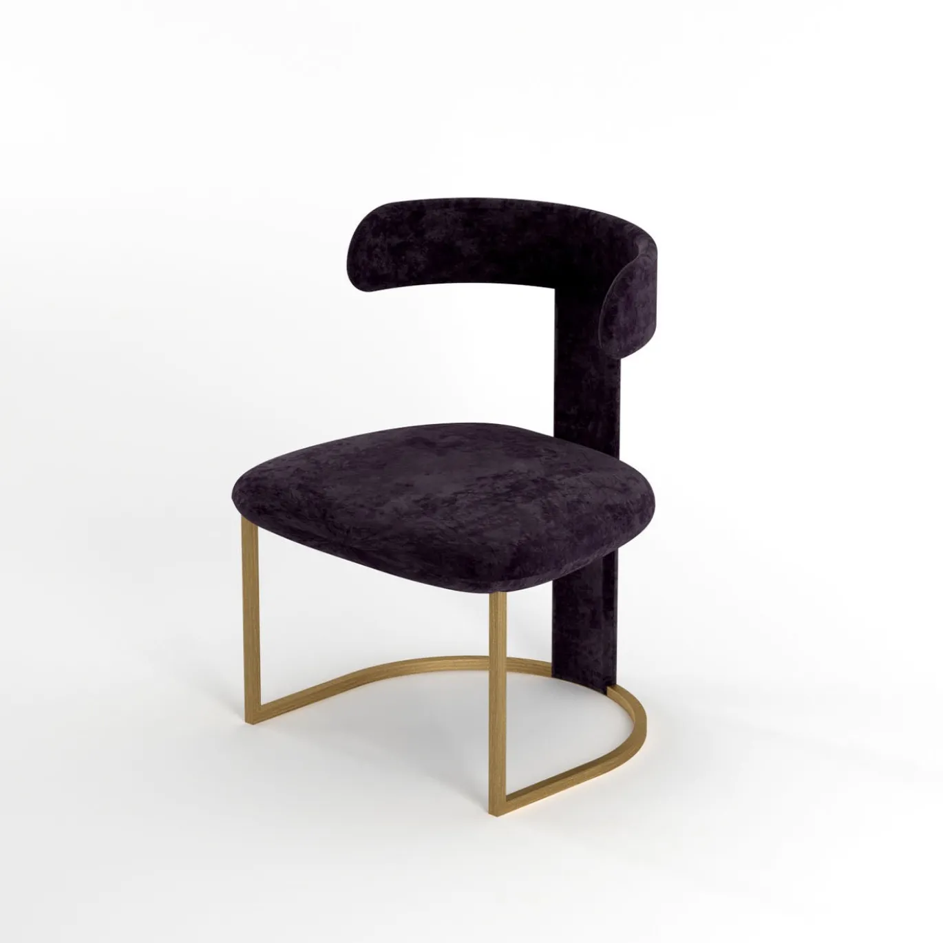 Poltrona moderna in velluto marrone T-Chair