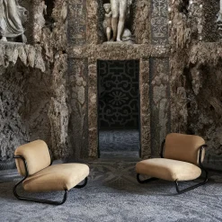 Poltrona Modernista in pelle arancione