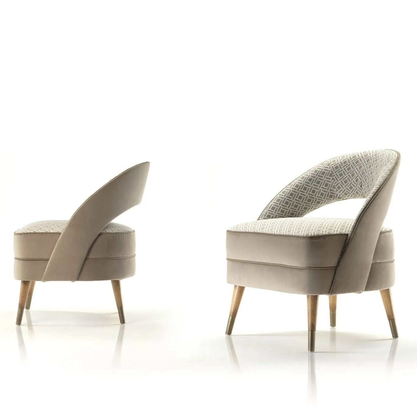 Poltrona Olimpia Geometric-Pattern Taupe