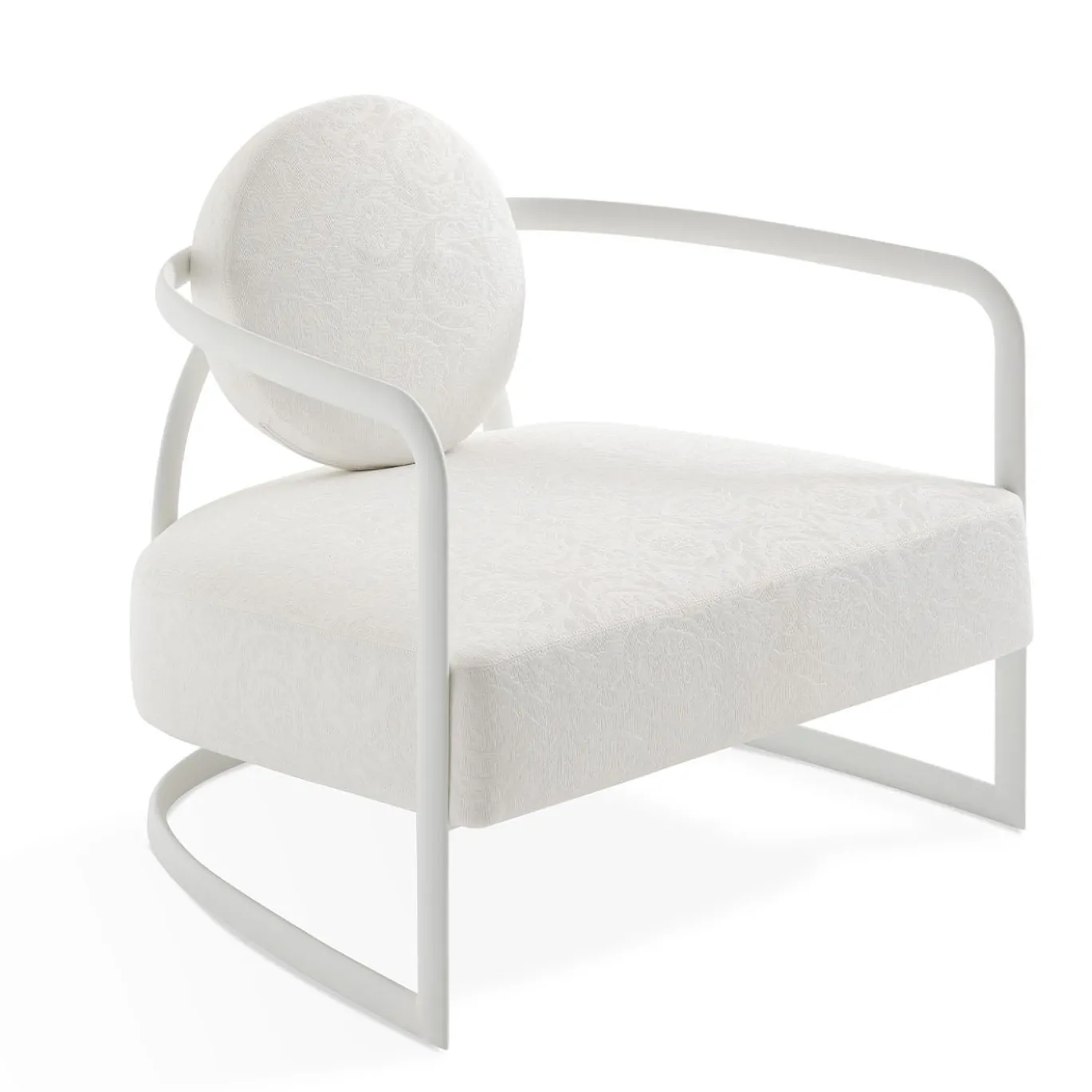 Poltrona per esterni La Medusa Rotonda in Metallo Soft Touch Bianco