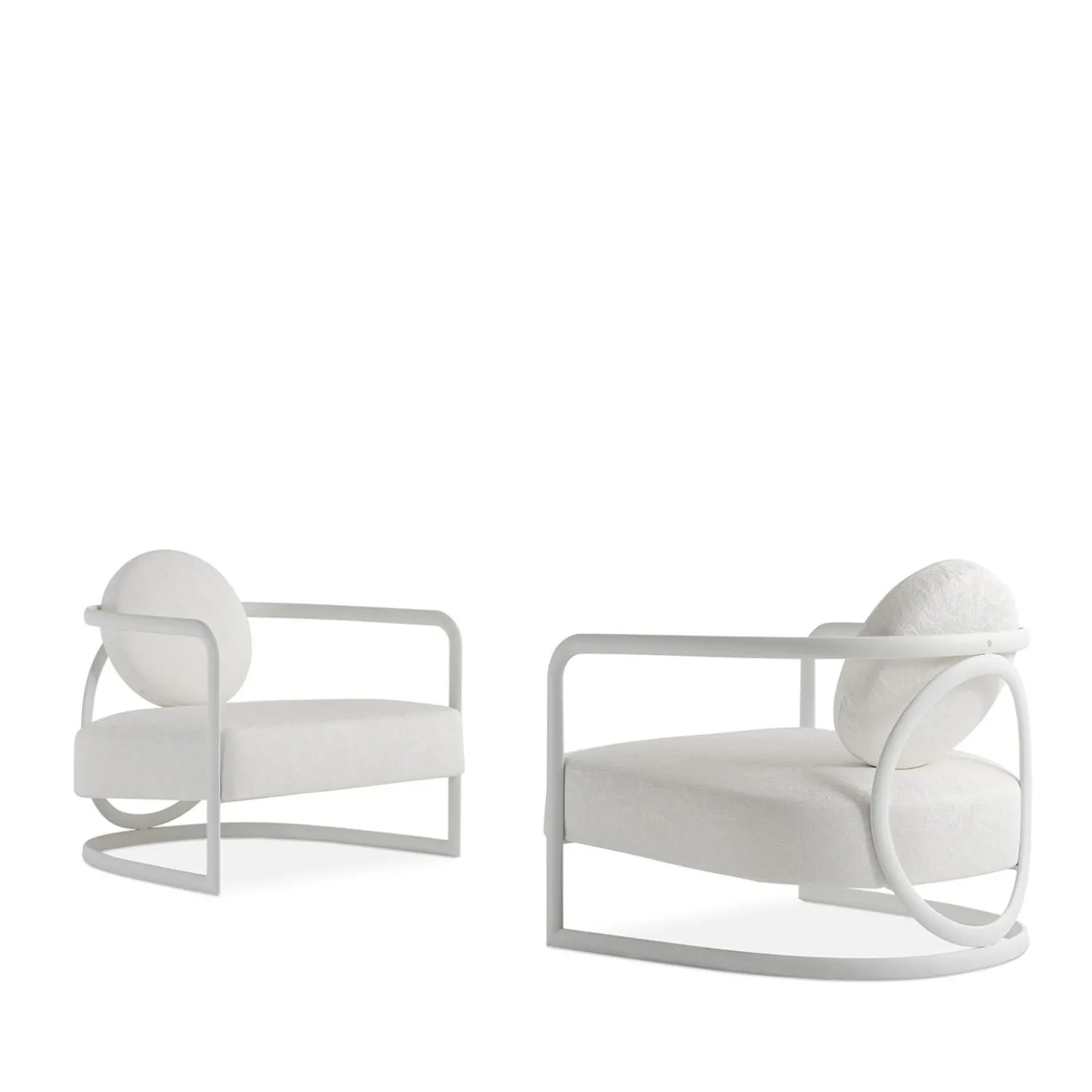 Poltrona per esterni La Medusa Rotonda in Metallo Soft Touch Bianco