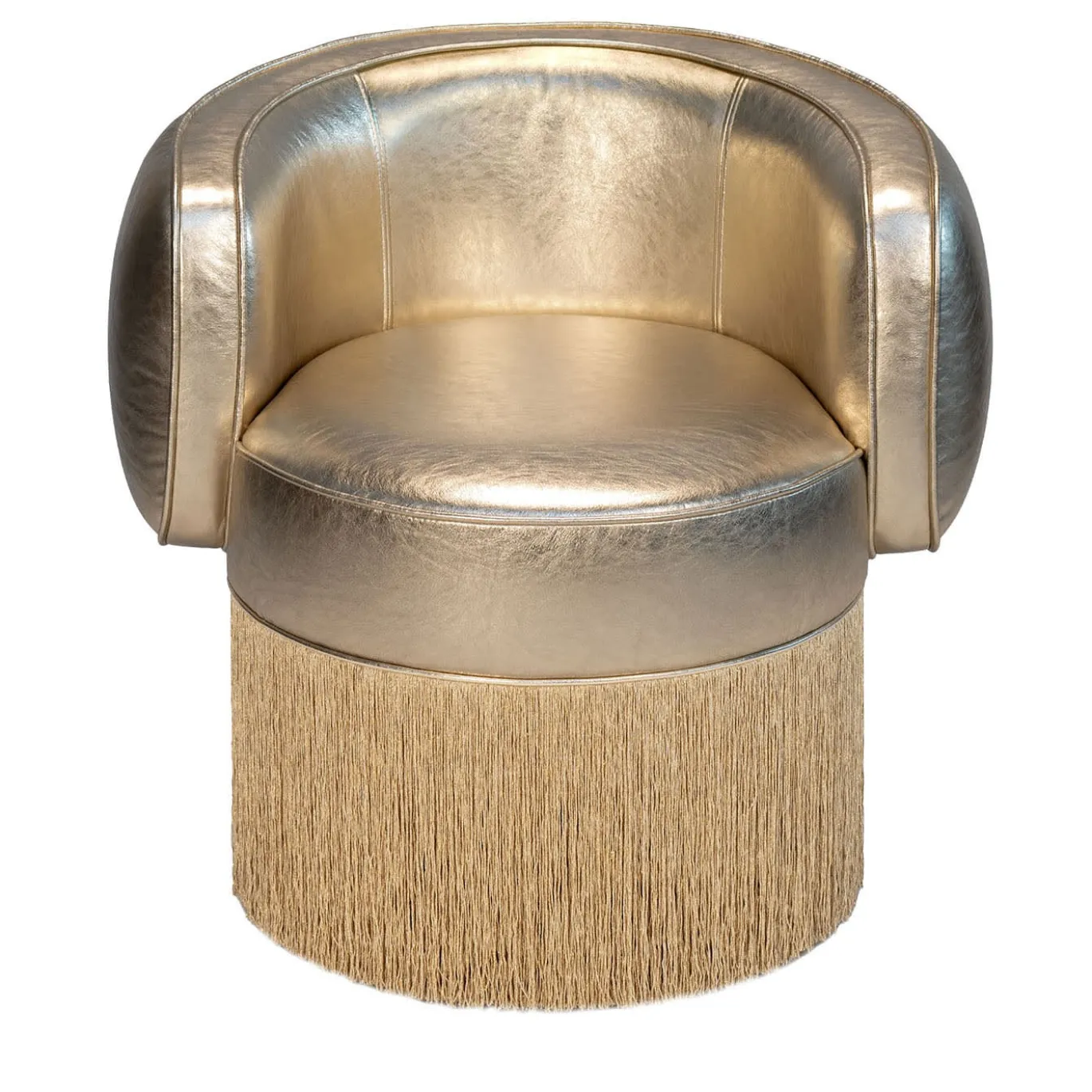 Poltrona Pirouette in pelle metallizzata oro brillante